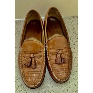 Johnston Murphy Mens Sz 8.5M Sheepskin Shoes Cresswell Woven‎ Tassel Dress